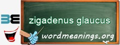 WordMeaning blackboard for zigadenus glaucus